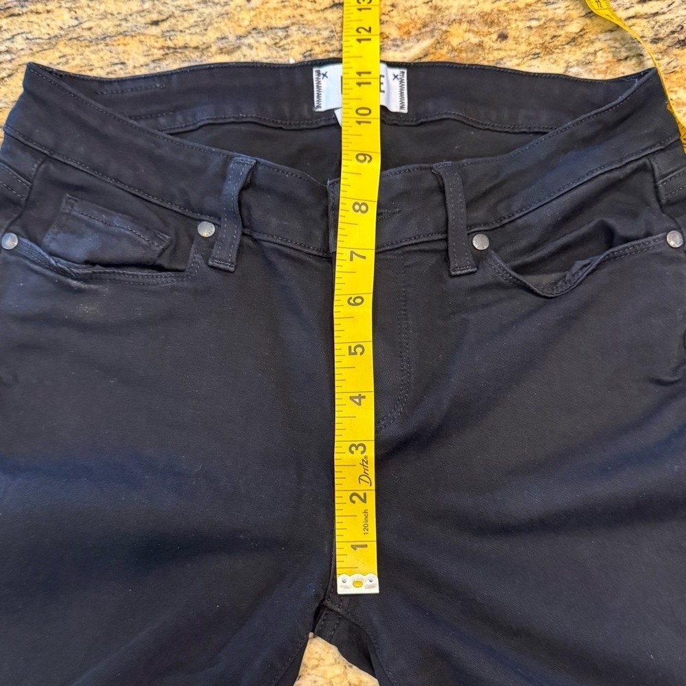 Paige Verdugo Distressed Crop Jeans Womens Size 29 Black Denim Pockets Fray Hem - Picture 13 of 14